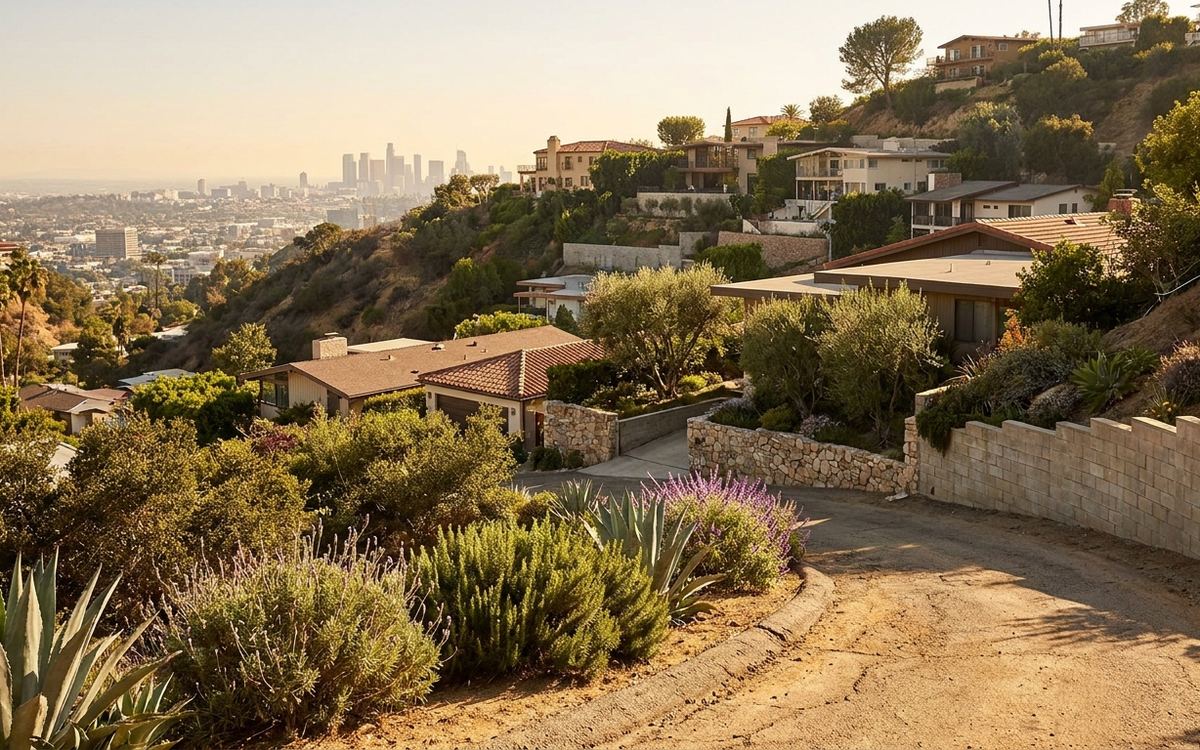 Retaining wall installation across Los Angeles hillside neighbourhoods